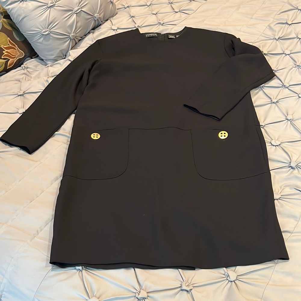 Liz Claiborne Dress Black with Gold Buttons—Size 10